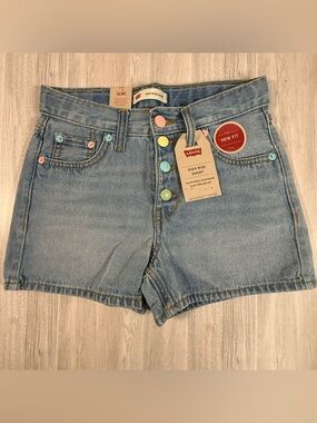 Levi’s High Rise Denim Shorts Rainbow Stitch Back Pocket Girls Size 10 NWT